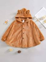 Cute Hooded Beige Long Sleeve Toddler Girl Coats 9533