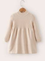  Rib-Knit Short Long Sleeve Toddler Girl Sweater Dresses 9216