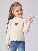 Scallop Heart Long Sleeve Slim Fit Kids Clothing 725