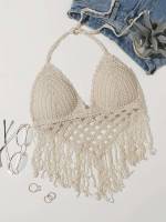 Plain Fringe Halter Women Beachwear 250