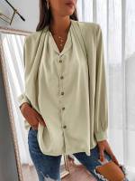 Plain Beige Regular Fit Casual Women Tops, Blouses  Tee 5559