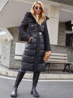 Zipper Regular Fit Casual Hooded Women Winter Coats 2510