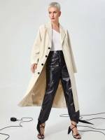 Long Sleeve Button Front Elegant Long Women Trench Coats 852