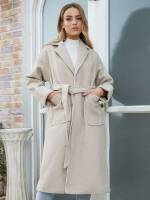  Lapel Plain Women Overcoats 426