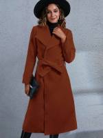 Long Sleeve Plain Belted Elegant Women Clothing 634