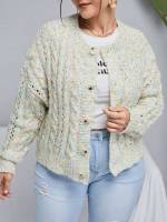  Beige Plain Regular Plus Size Cardigans 4443