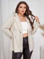 Regular Fit Plain Elegant Plus Size Outerwears 7964