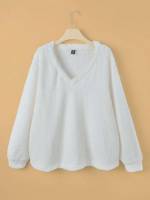 Casual V neck Long Sleeve Women Plus Clothing 739