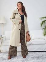  Button Front Collar Plus Size Trench Coats 3408