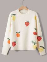 Regular Fit Regular Casual Fruit&Vegetable Plus Size Knitwear 222