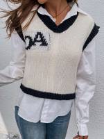 Letter Beige  Women Knitwear 6591