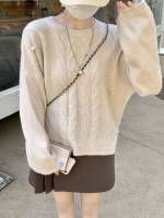 Oversized Plain Long Sleeve Pom Pom Women Sweaters 530