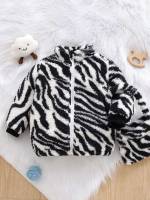 Stand Collar Zipper Black and White Baby  Mom 5543