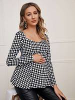 Houndstooth Sweetheart Regular Fit Elegant Maternity 6504