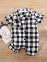 Black and White Collar Pocket Baby Clothing 1802