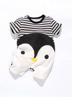  Button Black and White Round Neck Baby Clothing 469