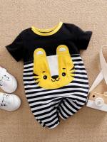 Black and White Short Sleeve Baby Rompers 863