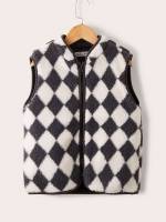 Casual Zipper Sleeveless Round Neck Boys Coats 8389