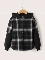 Black and White Preppy Regular Fit Button Front Boys Coats 738