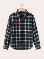  Black and White Regular Fit Plaid Boys Shirts 5912