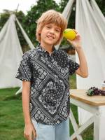 Short Sleeve Boho Regular Fit Button Front Kids Clothing 6754