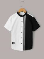Regular Short Sleeve Stand Collar Boys Clothing 1348