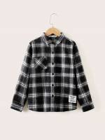 Patched Regular Long Sleeve Collar Boys Shirts 4932