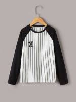  Black and White Regular Round Neck Kids Clothing 4463