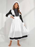  Button Colorblock Costume Dresses 9319