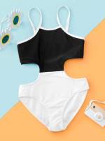 Spaghetti Strap Colorblock  Kids Clothing 9006