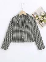  Regular Fit Black and White Button Front Girls Overcoats 8810