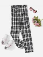 Casual Long Plaid Girls Pants 9921