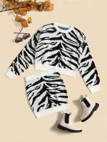  Black and White Regular Fit Girls Sweater Co-ords 4586