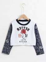 Long Sleeve Round Neck Crop Kids Clothing 5857