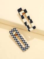  Plaid Black and White Hair Clips 9948