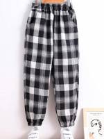 Casual Pocket Gingham Long Boys Bottoms 888