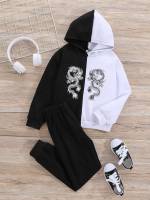  Long Sleeve Black and White Hooded Boys Clothing 5496