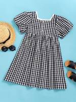  Gingham Black and White Short Sleeve Kids Clothing 468