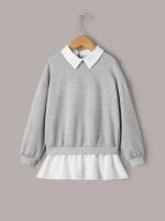 Collar Preppy Long Contrast Collar Girls Clothing 6371