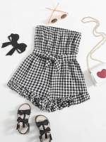 Gingham Sleeveless Black and White Kids Clothing 1924