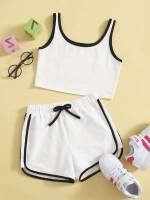 Sleeveless Scoop Neck  Girls Two-piece Outfits 142