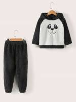 Cartoon Black and White Embroidery Toddler Boy Two-piece Outfits 38