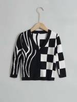 Black and White Regular Fit Regular Long Sleeve Toddler Boys Clothing 8882