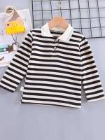 Striped Button Regular Polo Toddler Boys Tops 751