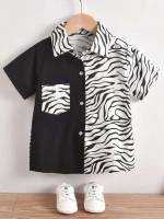 Black and White Pocket Zebra Stripe Kids Clothing 5460