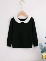  Regular Contrast Collar Casual Toddler Girls Knitwear 7765