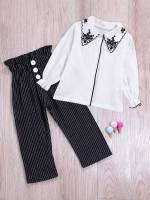  Black and White Regular Fit Casual Kids Clothing 717