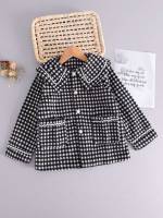 Long Sleeve Black and White Casual Peter Pan Collar Kids Clothing 8621