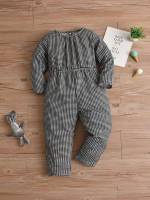 Black and White  Casual Toddler Girl Jumpsuits 3169