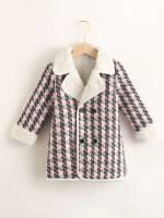 Lapel Short Plaid Regular Fit Toddler Girls Clothing 748